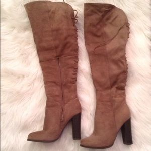 Mid knee high heel boots